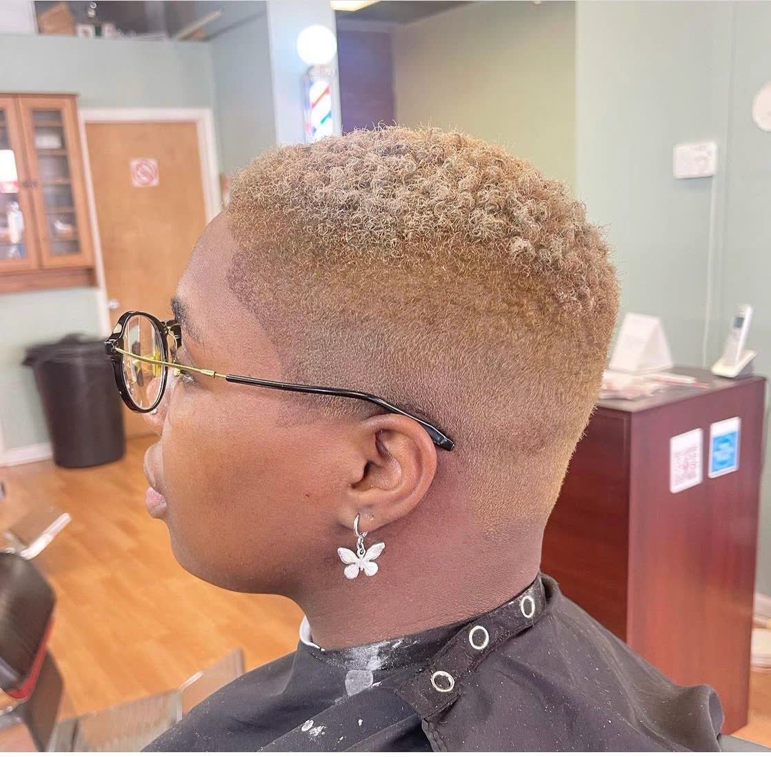 Blonde short cut with fade
